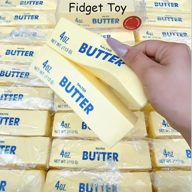 Butter Stick Cheese Squishy – Elastic Stretchy Fidget Squeeze Toy Funny Prank Gift