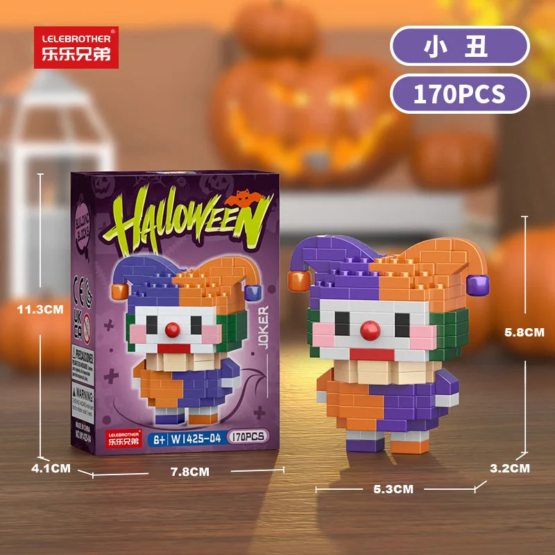 Mini Halloween Building Blocks Pumpkin Man Joker Ghost Demon Witch Vampire Castle Assembly Bricks Model Toys For Kids Gift
