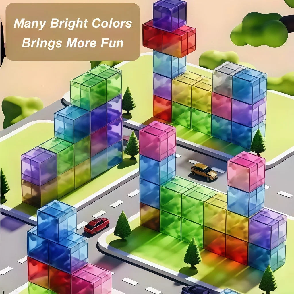 Moc Magnetic Building Blocks Transparent Square Toy Assembly Toy Colorful Cubes Toy for Children Gift DIY toys Construction Toy