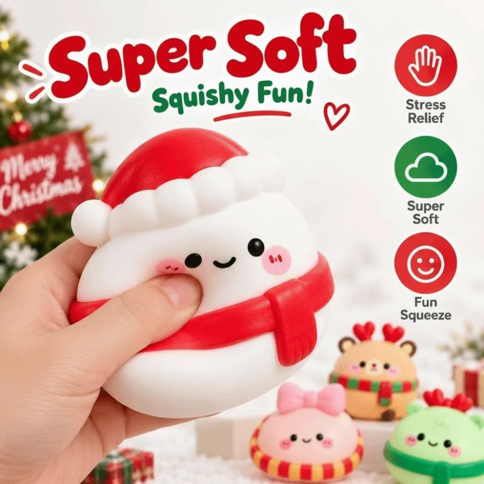 🎄 Christmas Mochi Squishy Friend 🥟 | Cute Scarf & Holiday Details 🎀✨