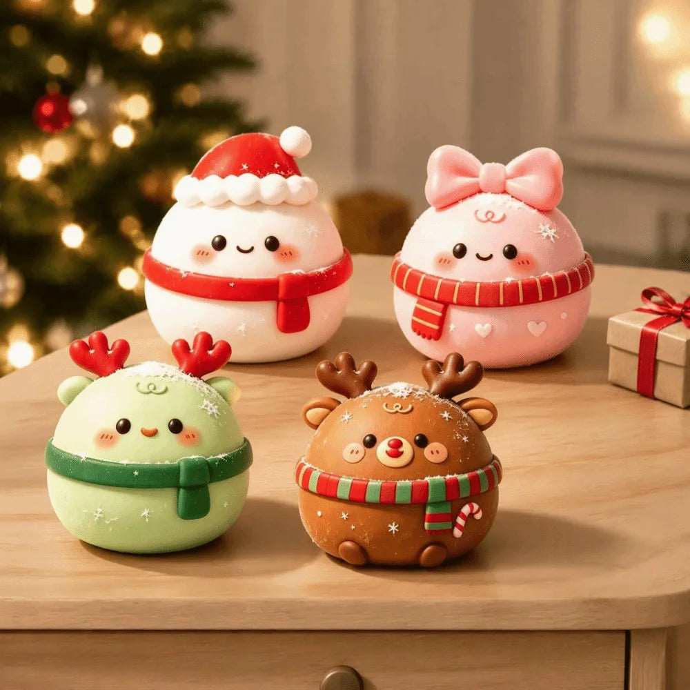 🎄 Christmas Mochi Squishy Friend 🥟 | Cute Scarf & Holiday Details 🎀✨