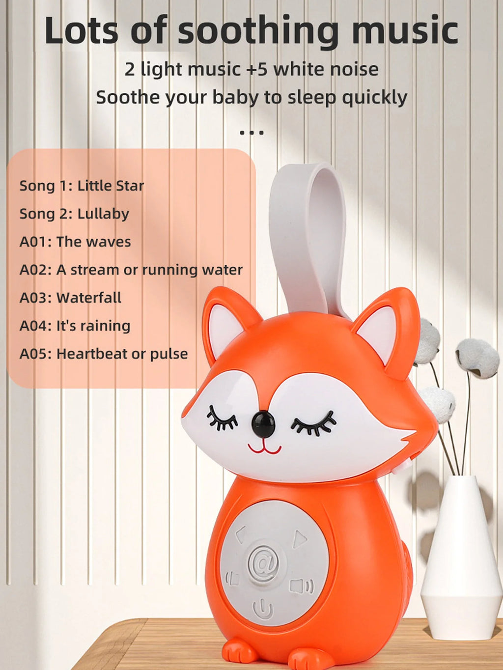 Baby White Noise & Lullaby Sound Machine - Portable Owl Baby Soother with Soothing Sounds for Stroller & Crib