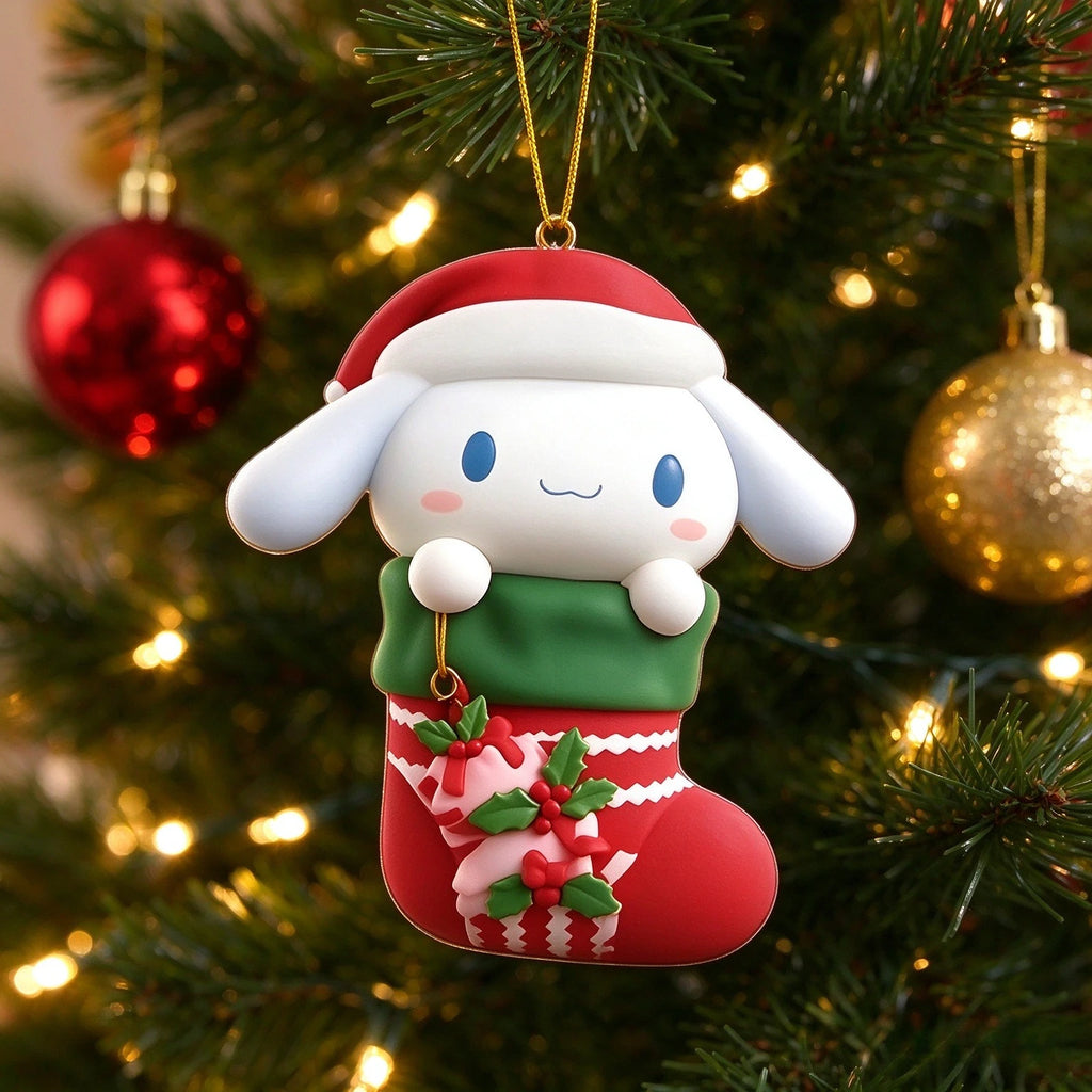 🎄 Kawaii Character Christmas Stocking Ornament 🎀 | Flat Hanging Decoration ✨