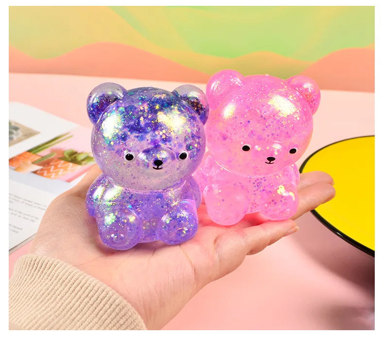 Fidget Bear Toy Squishys Glitter Gummy Bear Small Cute Animal Anti Stress Fidget Splat Decompressions Vent Squeeze Toys