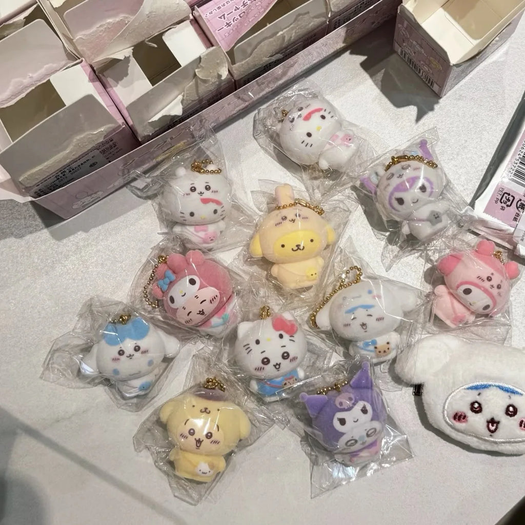 Kawaii Sanrio Flocking Keychain – Hello Kitty, Kuromi, My Melody, Pom Pom Purin & Cinnamoroll | Bag Charm Gift