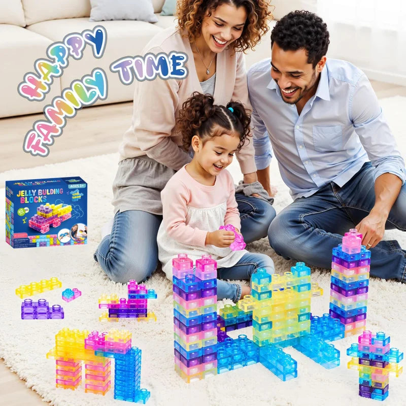 Kawaii Jelly Squishy Building Blocks – 40 Pieces 🧩💕✨