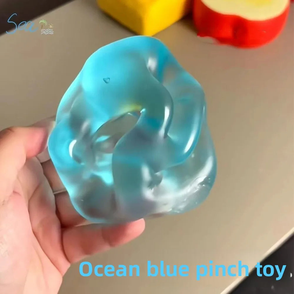Transparent Squishy Fidget Toy – Slow-Rise Soft Sensory Squeeze Toy in Blue & Pink
