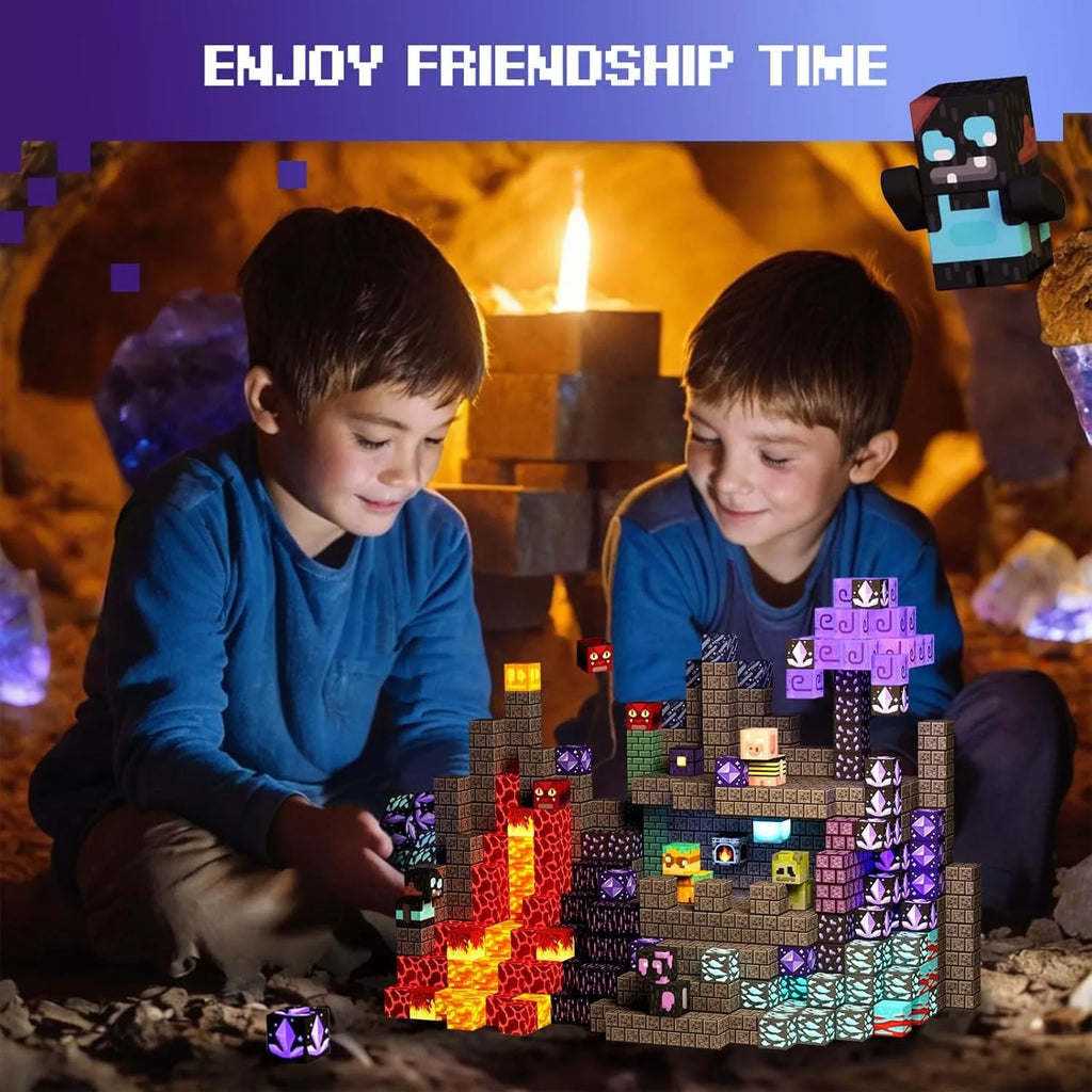 Magnetic Building Blocks Mine World Magnetic Construction Brick Cube STEM Education Sensory Toy Set Gift for Boy Girl Children