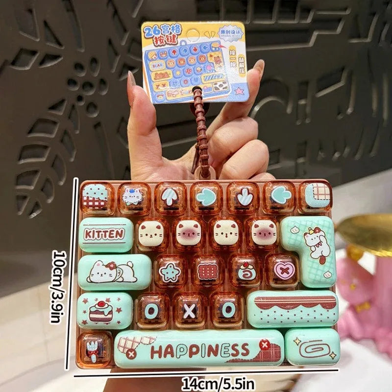 Mini Keyboard Keycap Clicker Keychain – 26-Key Giant Keycap Fidget Toy | Cute Bag Charm & Gift