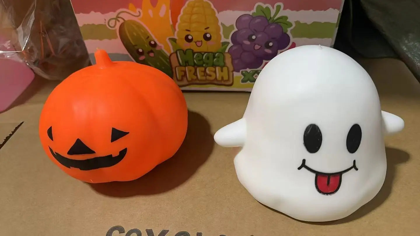 Halloween Ghost & Pumpkin Squishy Toy Set, Slow Rising Stress Relief Fidget Decompression Sensory Toy