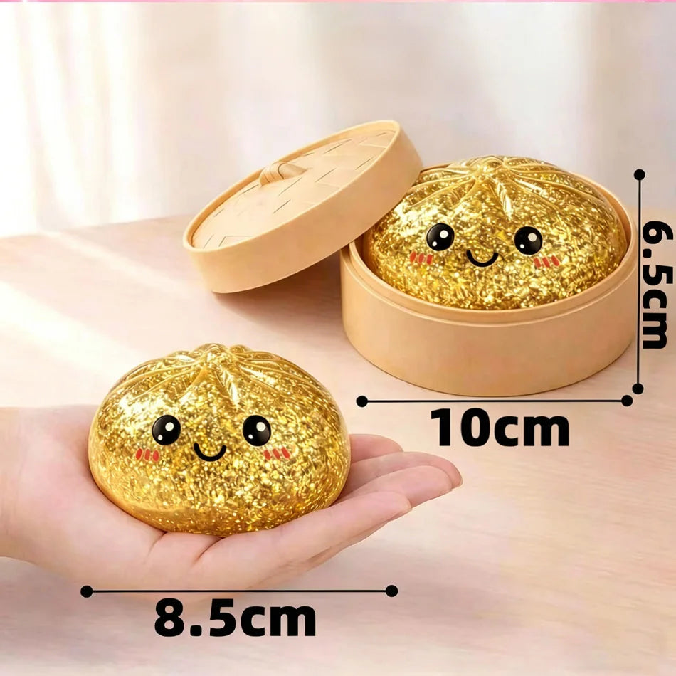 Glitter Dumpling Squishy Collection – 6 Colorful Styles Sensory Squeeze Toys with Gift Box