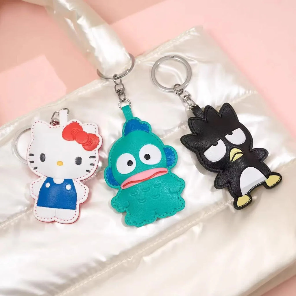 Sanrio Leather Keyring – Kawaii Hello Kitty & My Melody Pinch Pendant