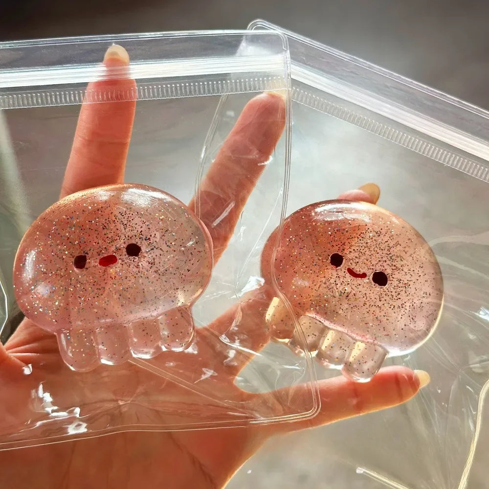 Taba Squishy Jellyfish Kawaii Sensory Fidget Toy - Soft TPR Squeeze Toy, Cute Desk Accessory & Gift