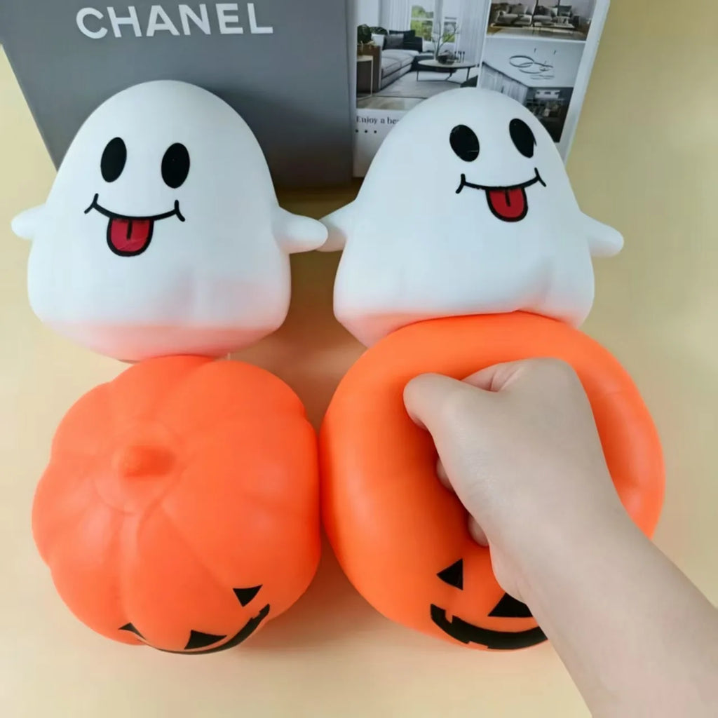 Halloween Ghost & Pumpkin Squishy Toy Set, Slow Rising Stress Relief Fidget Decompression Sensory Toy