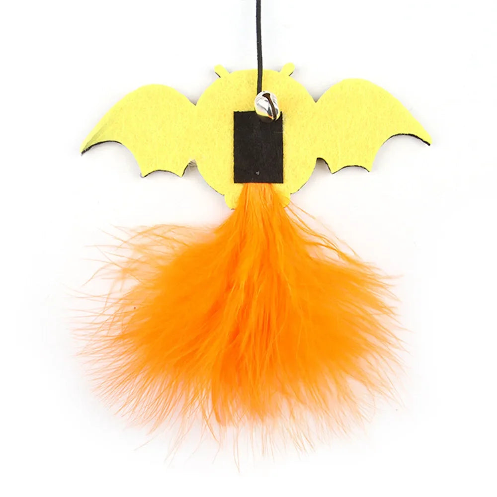 Halloween Cat Toys Interactive Wire Teasing Cat Bat Pumpkin Spider Stick Supplies Pet Toy Fun Pet Toy Pole