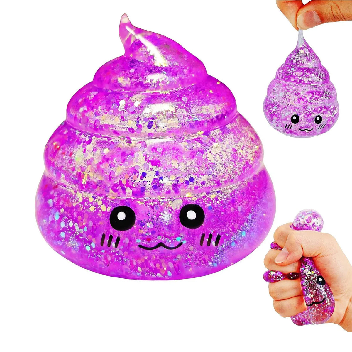 Glitter Poo Squishy Fidget Toy – Funny Stretchy Squeeze Toy for Kids & Adults – Prank & Novelty Gift