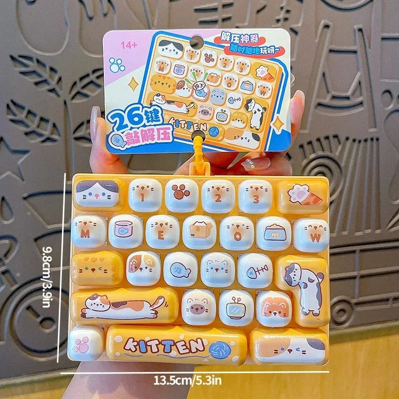 Mini Keyboard Keycap Clicker Keychain – 26-Key Giant Keycap Fidget Toy | Cute Bag Charm & Gift
