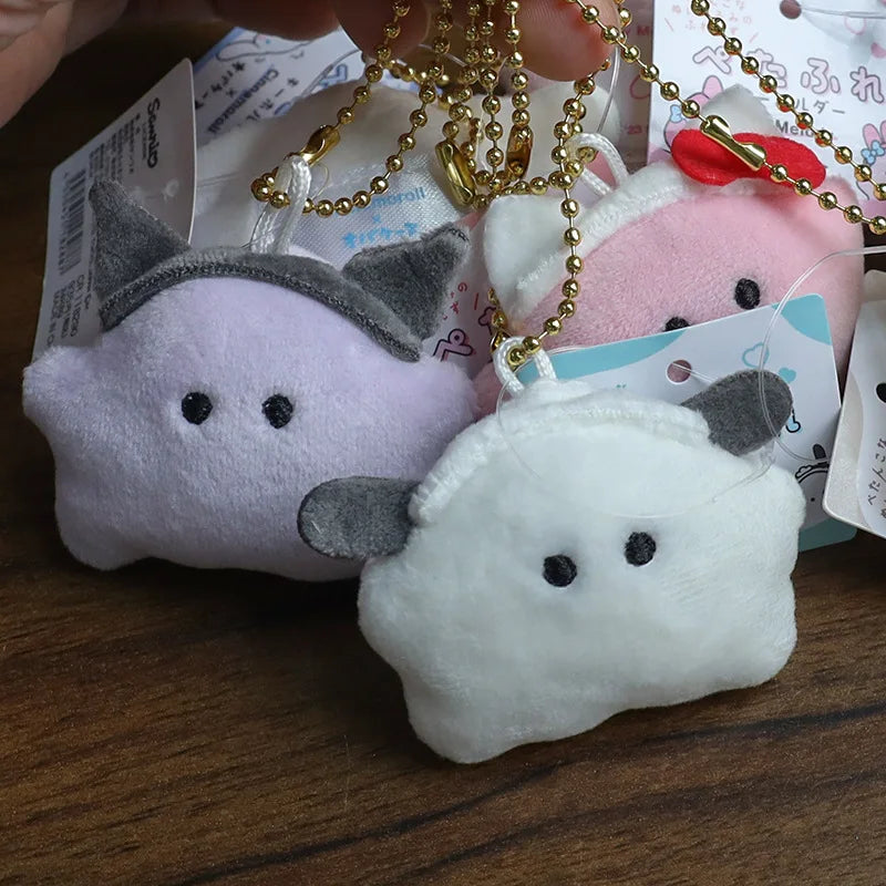 Sanrio Halloween Ghost Mini Plush Keychain - Kawaii Hello Kitty Kuromi Cinnamoroll My Melody PomPomPurin Bag Charm