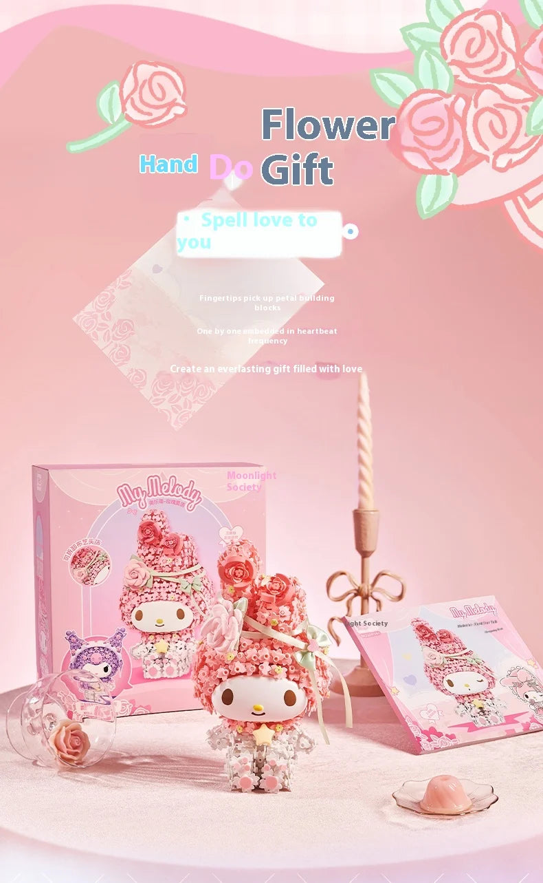Sanrio Kuromi & Melody Floral Garden Building Blocks Set – Moonlight Club Surprise Puzzle Gift