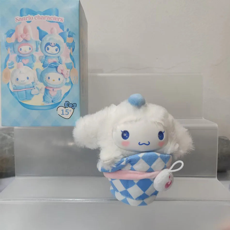 Sanrio Family Fox Island & Blue Flutter Series Vinyl Plush Blind Box Cute Cartoon Hello Kitty Kuromi Pendants Girl Bag Toy Gifts