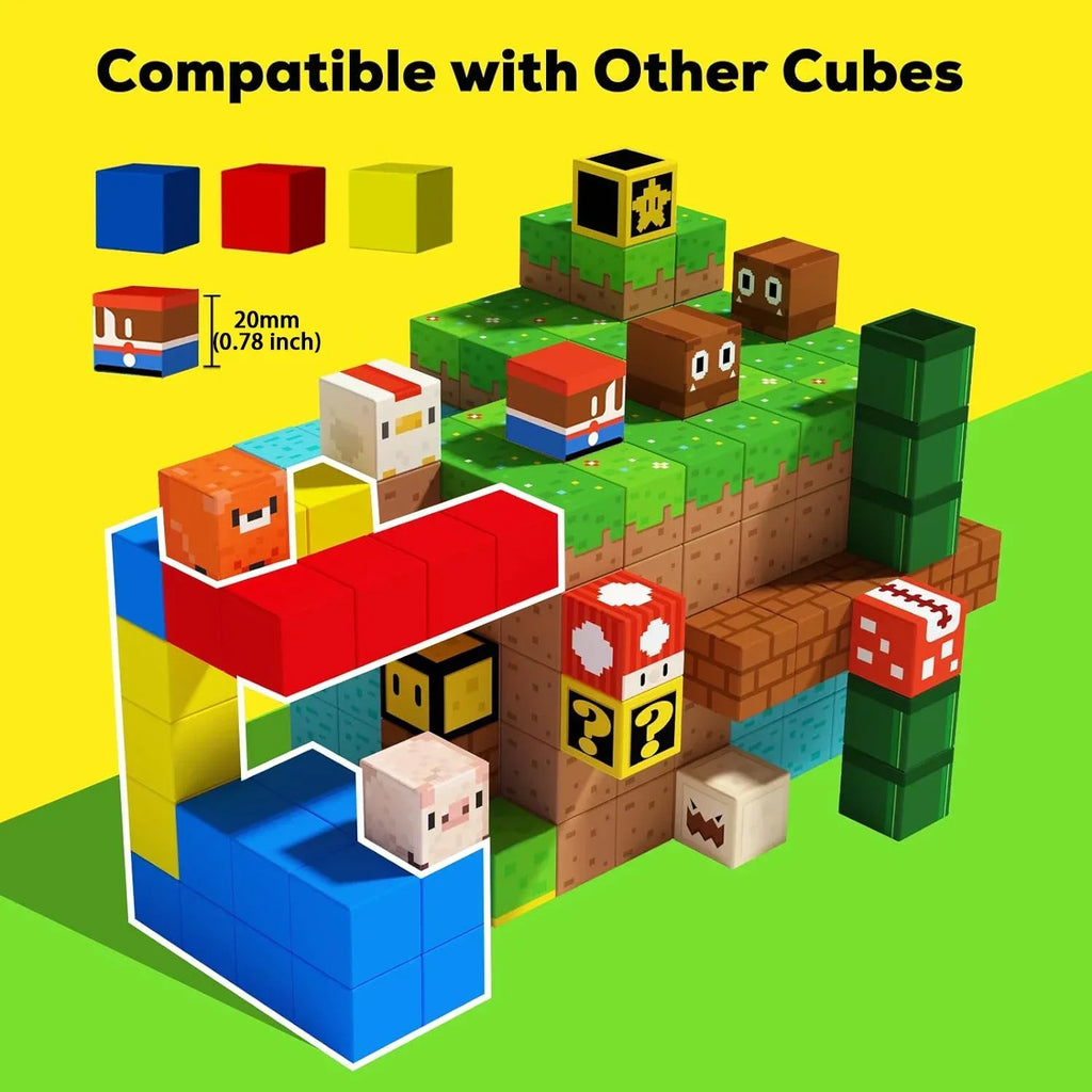Super Magnetic Blocks Toys for Boys Girls 3+ Build Mine World Magnet Building Brick Cubes STEM Game Sensory Gift Set for Kids