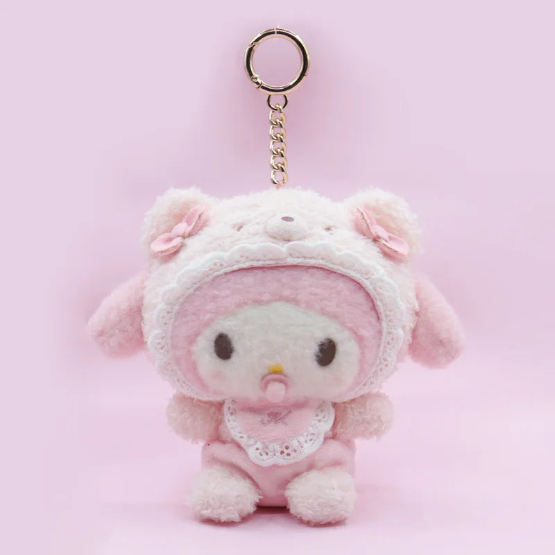 Sanrio Latte Pacifier Plush Keychain – Kuromi, Cinnamoroll, Hello Kitty & My Melody Pendant