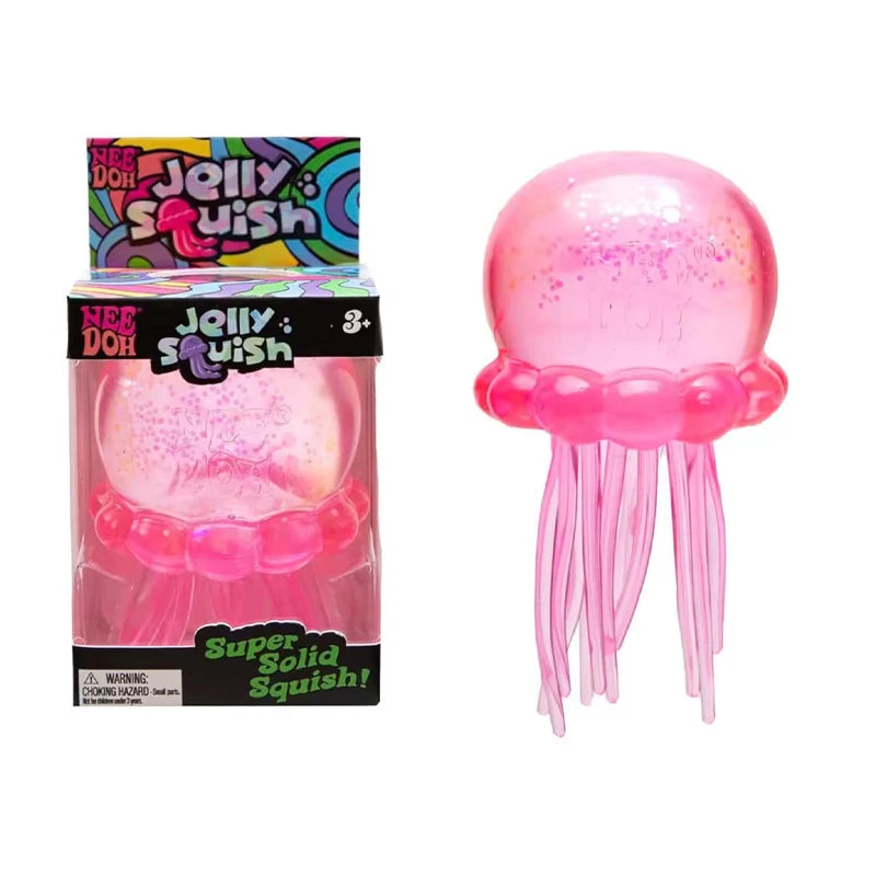 Transparent Glitter Jellyfish Squishy Toy Super Soft TPR Squeeze Stress Ball Sensory Fidget Toy for Anxiety Relief