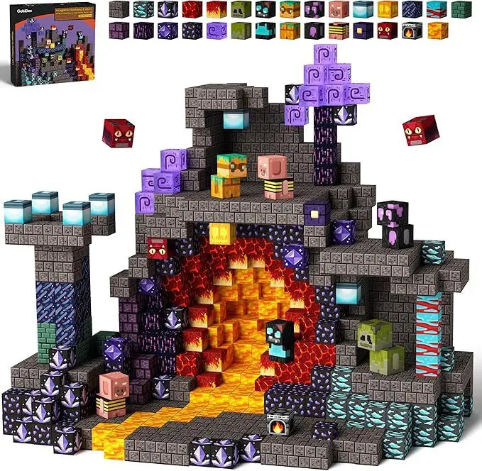 Magnetic Building Blocks Mine World Magnet Cube for Stacking Construction Set Educate Sensory Toys Kids Boys Girls Ages 3+ DIY