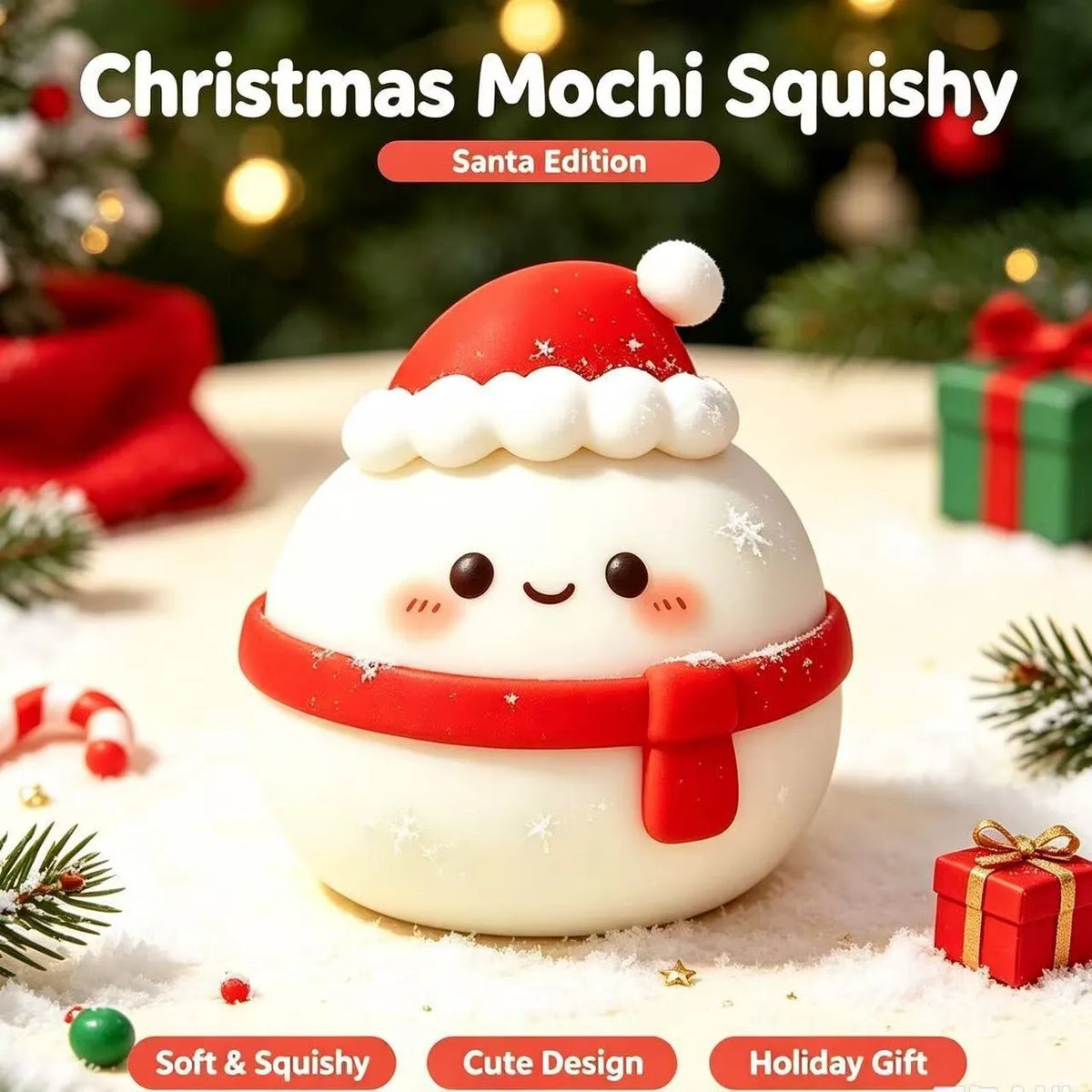 🎄 Christmas Mochi Squishy Friend 🥟 | Cute Scarf & Holiday Details 🎀✨