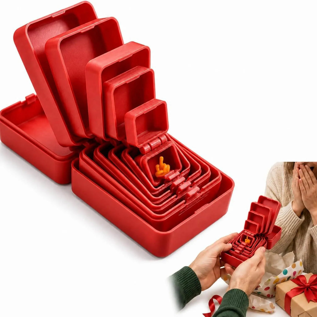 3D Printed Multi-Layer Nesting Surprise Gift Box,Halloween Gift Box with Mini Middle Finger,Prank Gift Box with 6 Layer Party