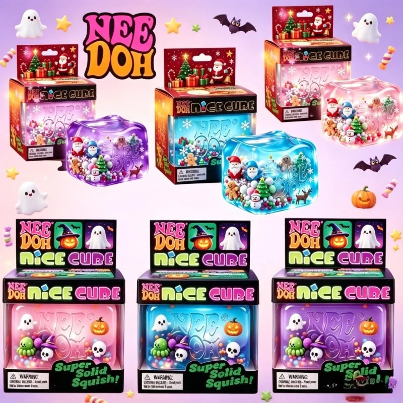 NeeDoh Halloween & Christmas Squishy Sensory Toys - Spider, Pumpkin & Holiday Squeeze Stress Relief Toys