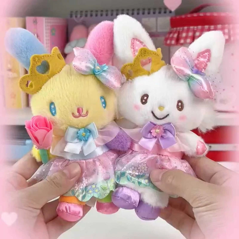Sanrio Blossom Crown Plush Keychain – Usahana, Kirimichan, My Melody & Kuromi Fluffy Pendant