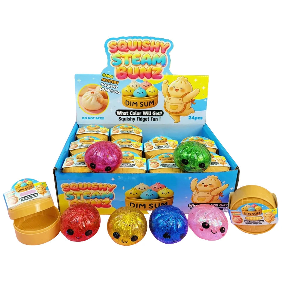 Glitter Dumpling Squishy Set – Slow Rise Squeeze Toy with Box