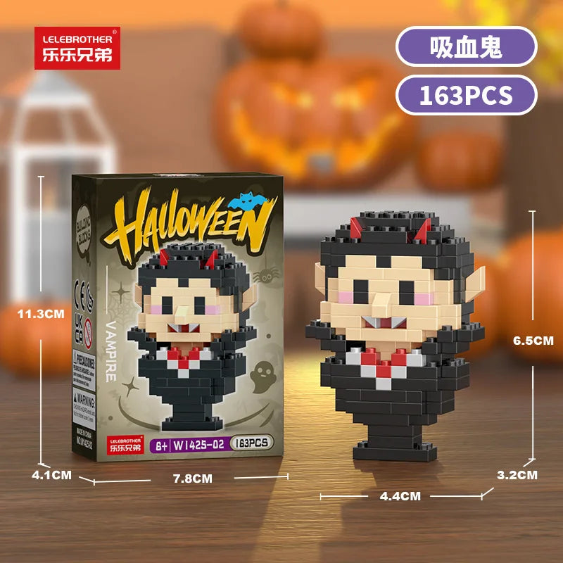 Mini Halloween Building Blocks Pumpkin Man Joker Ghost Demon Witch Vampire Castle Assembly Bricks Model Toys For Kids Gift