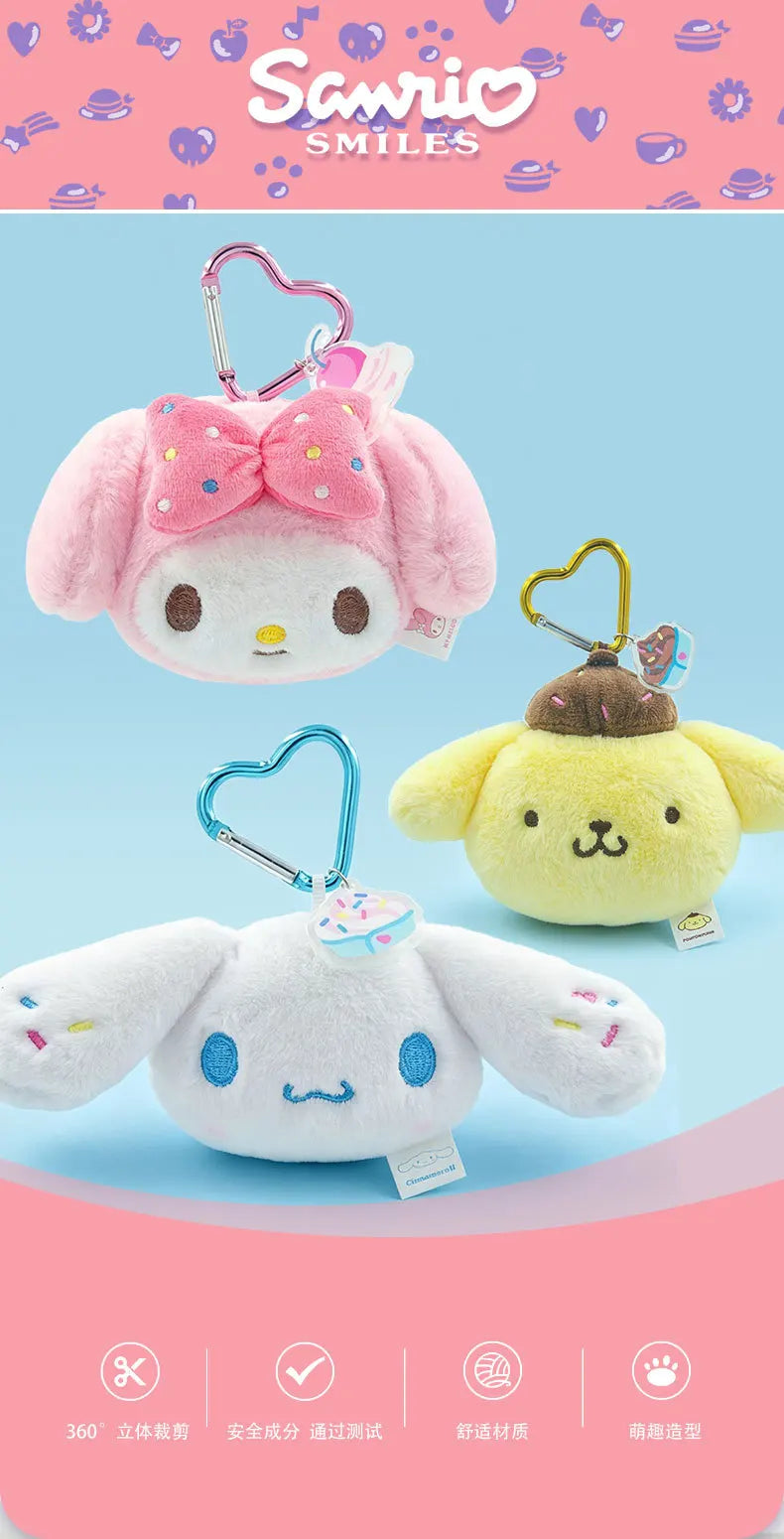 Sanrio Ice Cream Series My Melody Pochacco Plush Toy Keychain Stuffed Kuromi Pompompurin Cinnamoroll Dessert Ice Pop Pendant