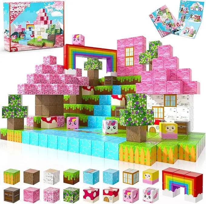 Magnetic Building Blocks Mine World Magnet Cube for Stacking Construction Set Educate Sensory Toys Kids Boys Girls Ages 3+ DIY
