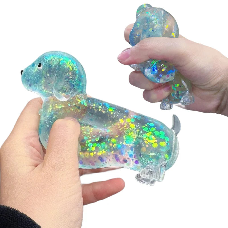 Sparkling Powder Sausage Dog Squishy - Soft Maltose Texture Slow Rising Fidget Toy, Cute Puppy Squeeze Toy