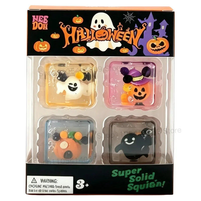 Schylling NeeDoh Halloween Mini Ice Cube 4-Pack - Slow Rise Squishy Fidget Sensory Toy - Anxiety Relief Squeeze Ball