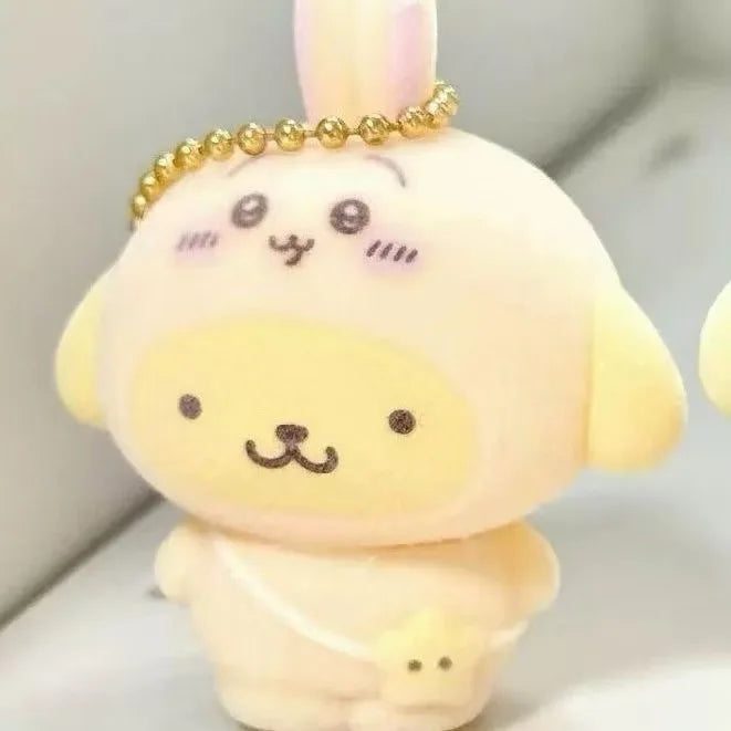 Kawaii Sanrio Flocking Keychain – Hello Kitty, Kuromi, My Melody, Pom Pom Purin & Cinnamoroll | Bag Charm Gift