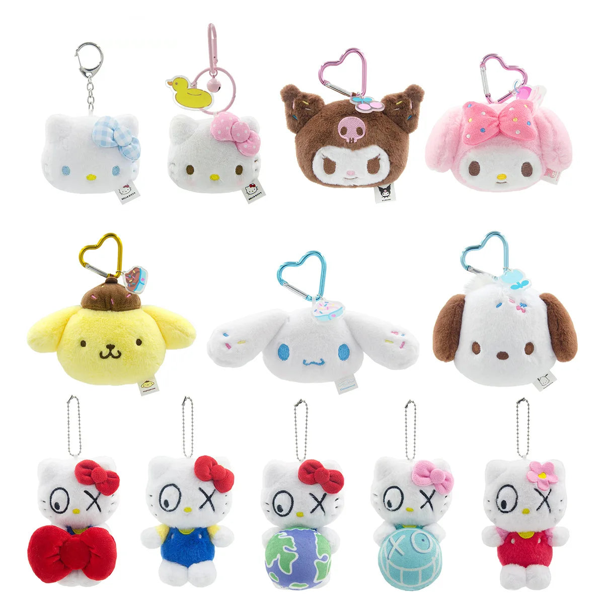 Sanrio Ice Cream Series My Melody Pochacco Plush Toy Keychain Stuffed Kuromi Pompompurin Cinnamoroll Dessert Ice Pop Pendant