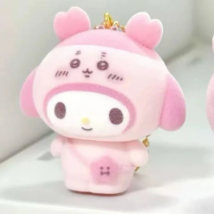 Kawaii Sanrio Flocking Keychain – Hello Kitty, Kuromi, My Melody, Pom Pom Purin & Cinnamoroll | Bag Charm Gift