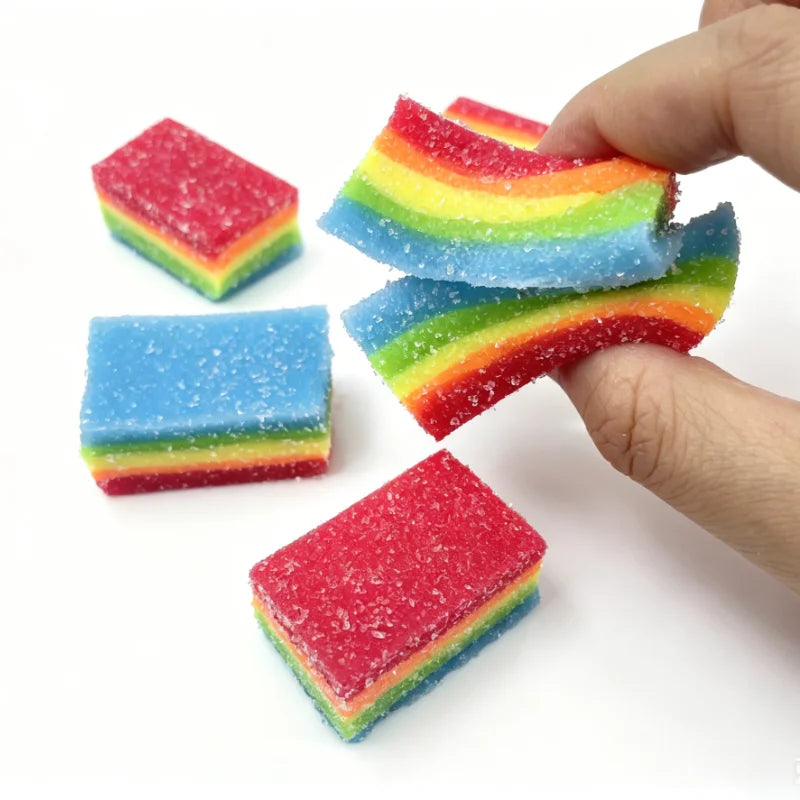 🌈 Rainbow Strip Squishy Toy 🍭 | Soft Stretchy Squeeze Fidget