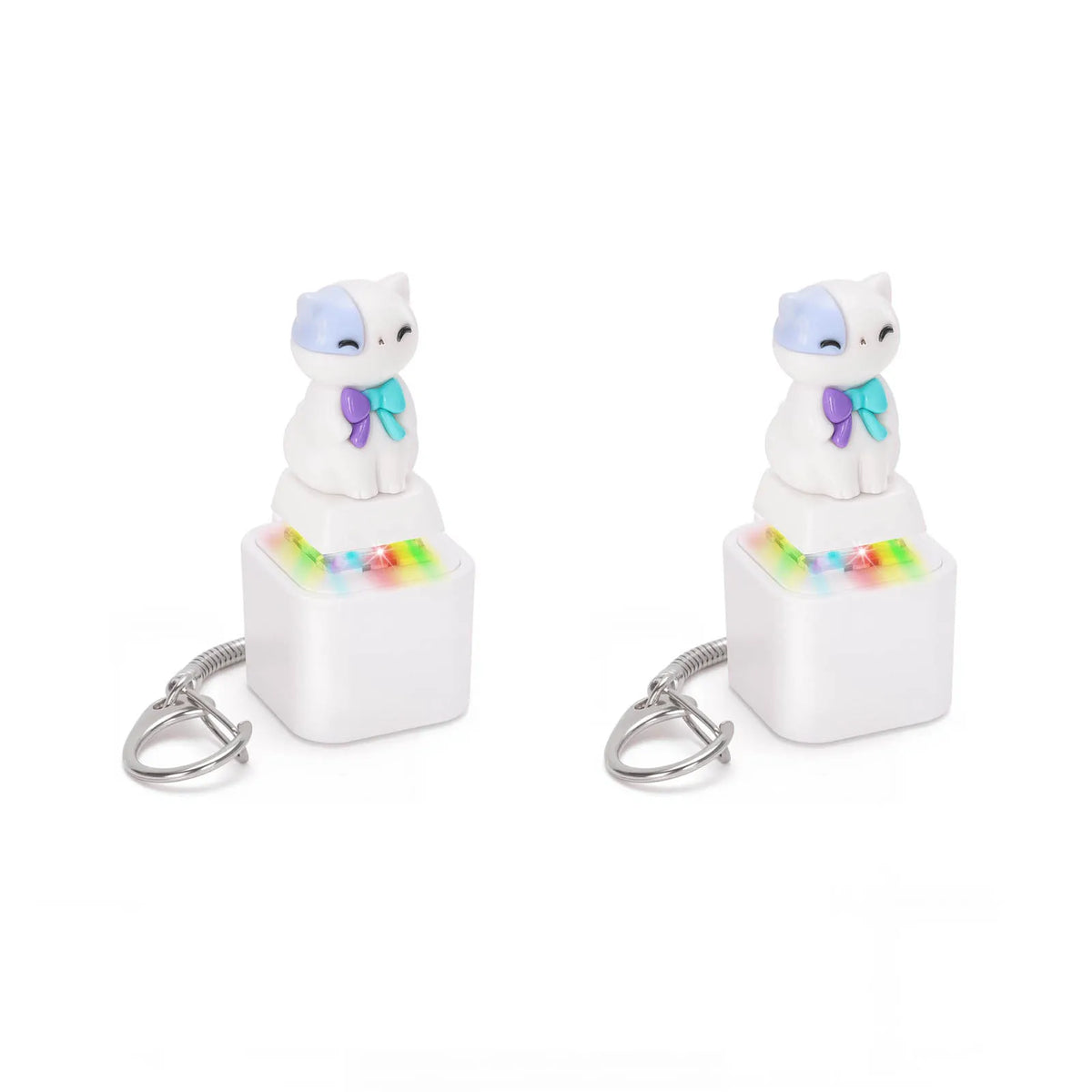 Cat Meowing Keyboard Clicker Keychain - Kawaii Cat Fidget Clicker with Sound & LED Light, USB-C Rechargeable