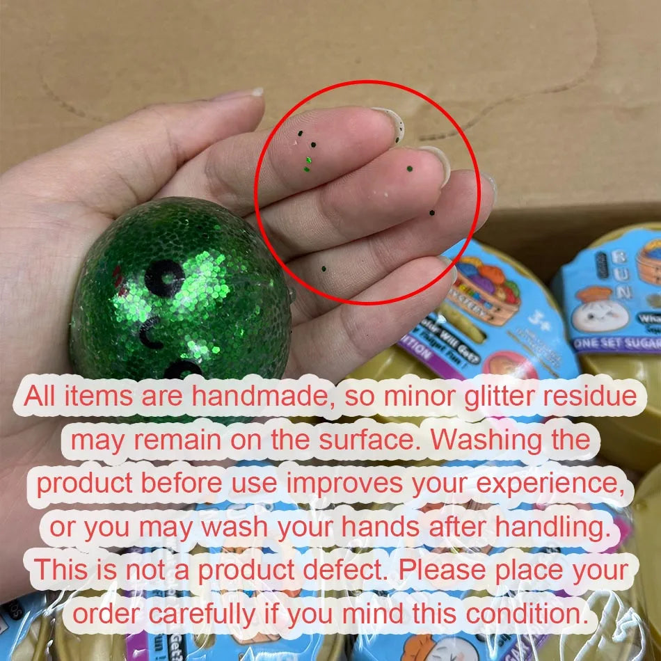 Glitter Dumpling Squishy Set – Slow Rise Squeeze Toy with Box