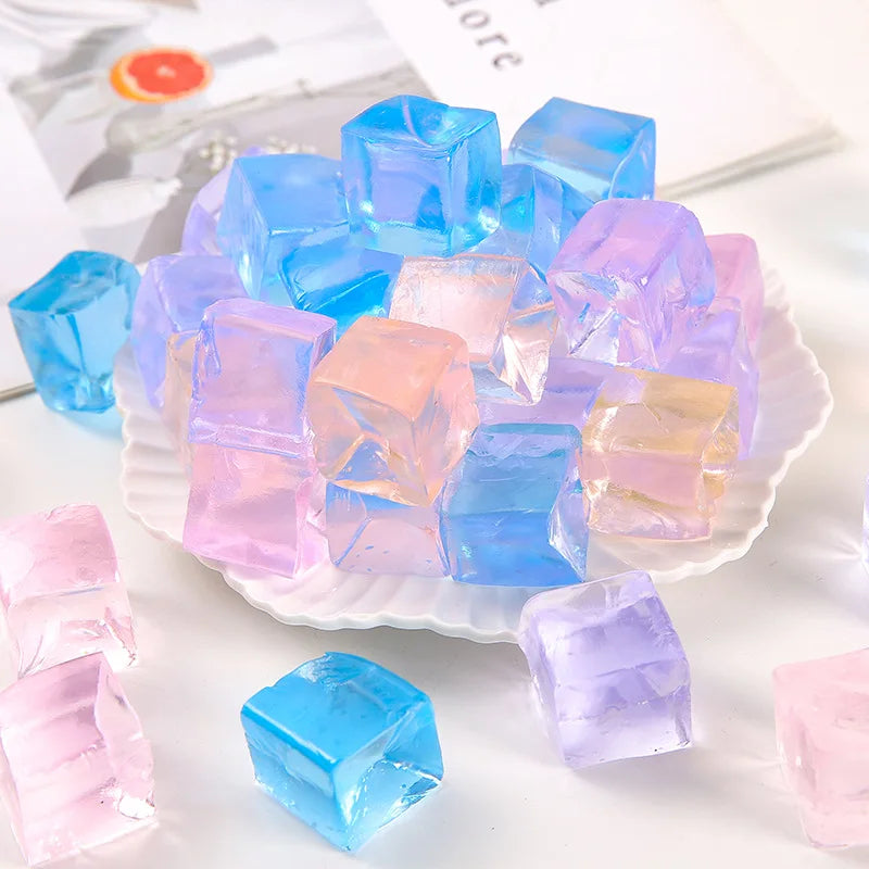Mini Ice Cube Squishy Toys 15-Pack – Transparent Calming Squeeze Fidget Toys for Kids