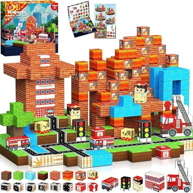 Magnetic Building Blocks Mine World Magnet Cube for Stacking Construction Set Educate Sensory Toys Kids Boys Girls Ages 3+ DIY
