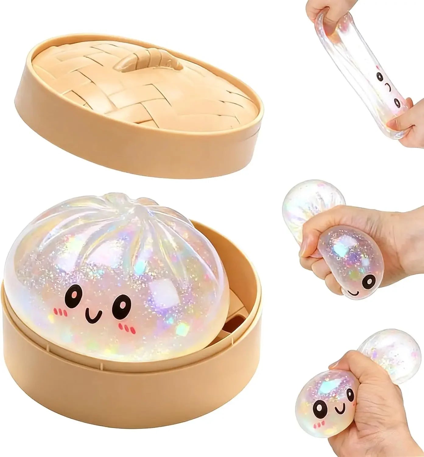 New Glitter Dumpling Glitter Dumpling Squishy with Box Dumplings Sensory Squeeze Toy for Stress Relief