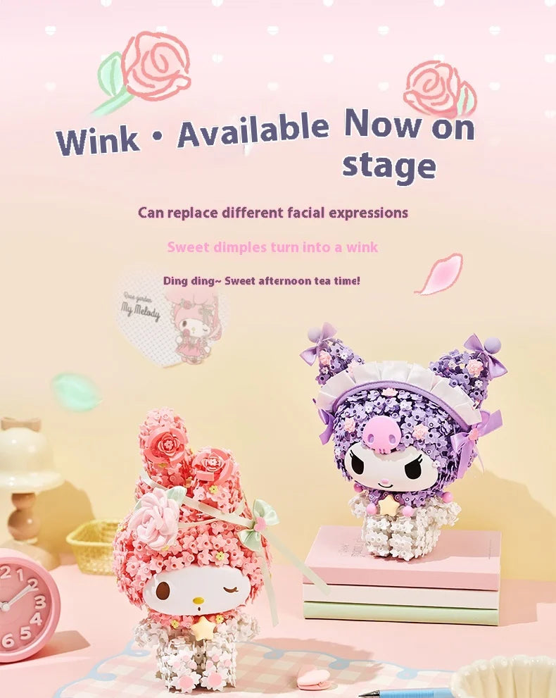 Sanrio Kuromi & Melody Floral Garden Building Blocks Set – Moonlight Club Surprise Puzzle Gift
