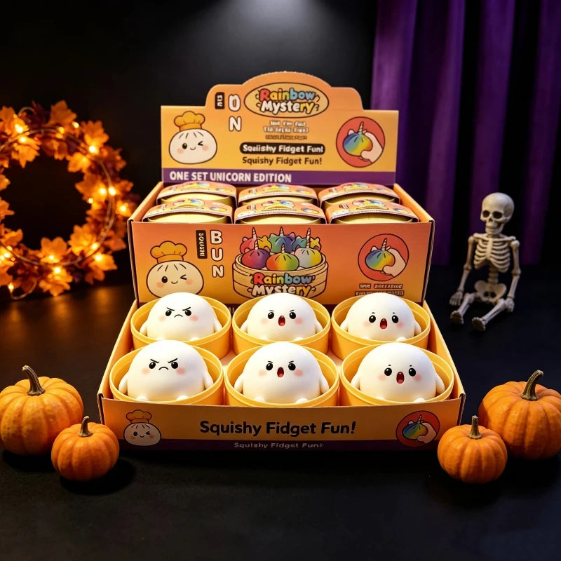 Cartoon Ghost Bun Squishy Toy – Soft Slow-Rising Squeeze Toy | Cute Halloween Ghost Gift & Collectible
