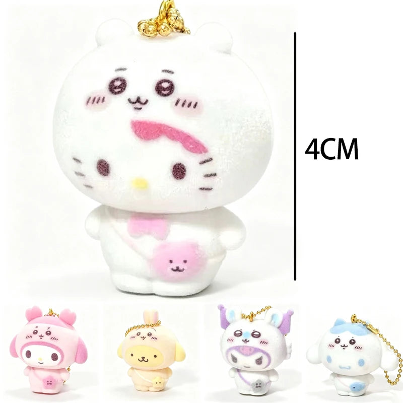 Kawaii Sanrio Flocking Keychain – Hello Kitty, Kuromi, My Melody, Pom Pom Purin & Cinnamoroll | Bag Charm Gift